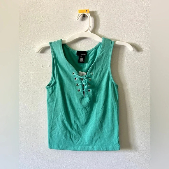Wet Seal NWT Teal Lace Up Tank Top - Small - Picture 2 of 4